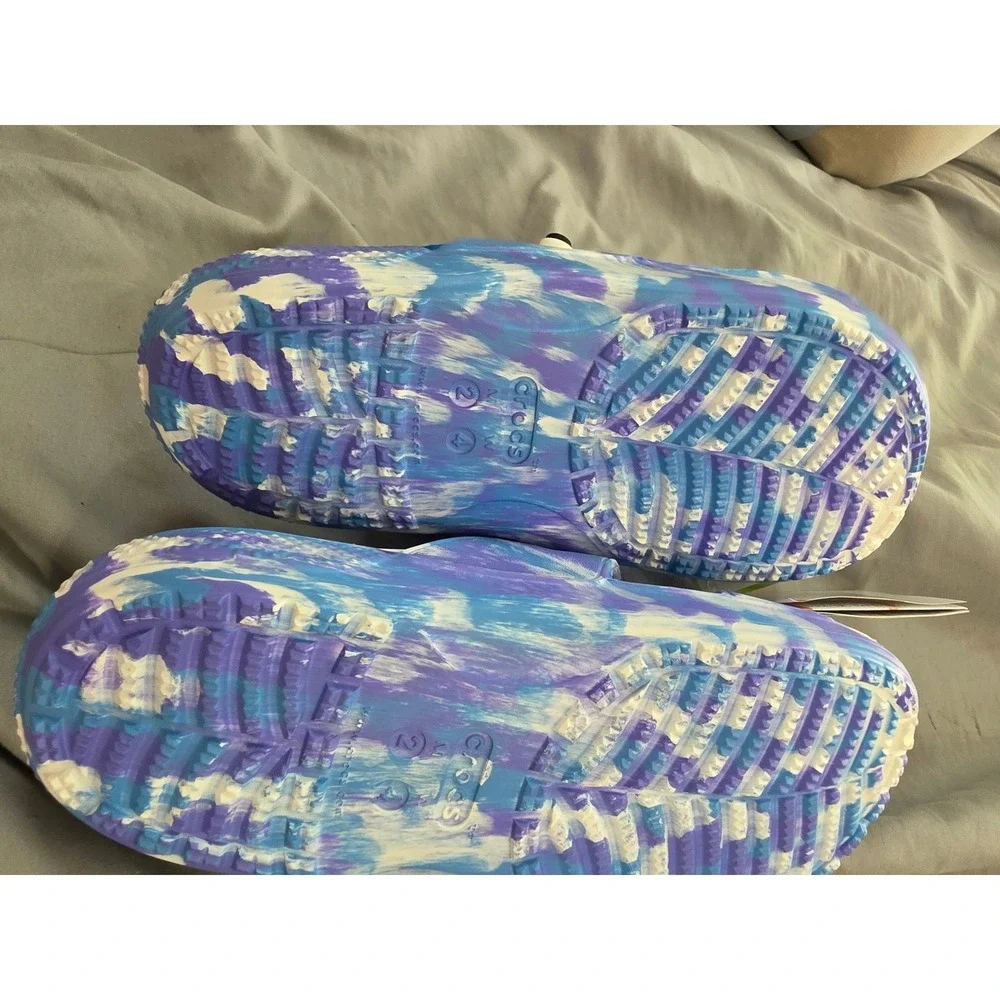 Crocs Classic Marbled Slide Blue Purple White Sandals 207701-1FK Mens 2 Womens 4